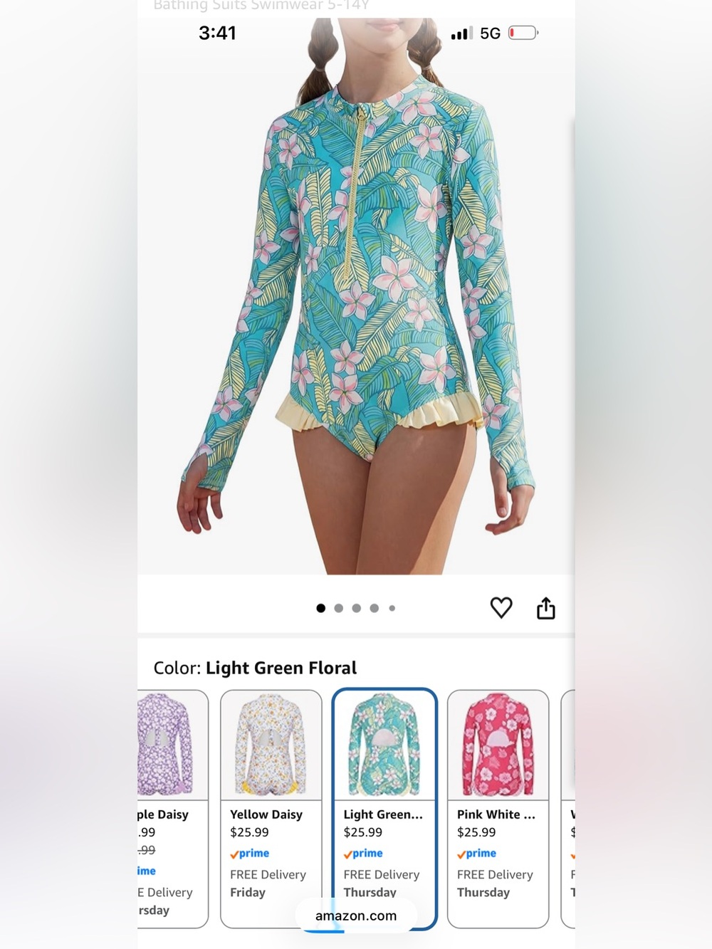4/$20 Grace Karin Girls' Blue Tropical Floral Long Sleeve Rash Guard Swimsuit